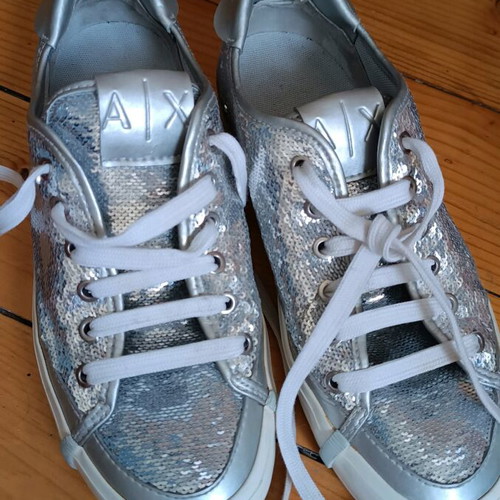 Armani Exchange shiny sneakers with sequins like new, gray