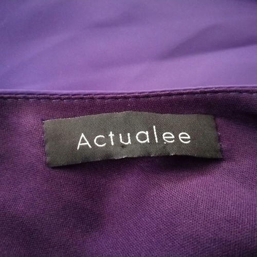Actualee long purple evening dress XS with one shoulder and puff sleeve