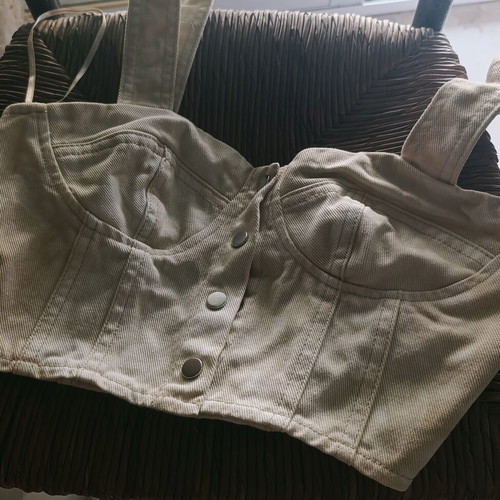 Bershka Crop Top beige small new