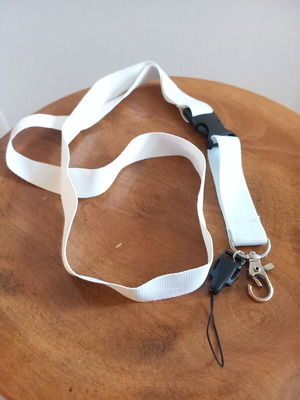 Large white keychain lanyard