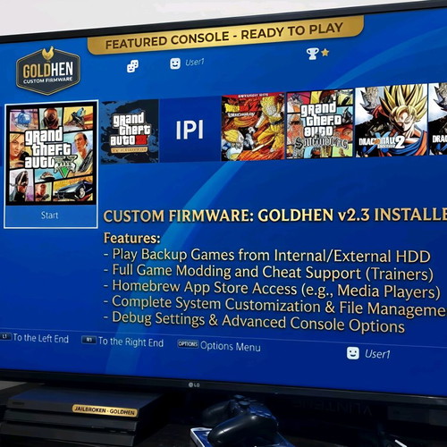 PlayStation 4 Pro 1TB with Custom Firmware like new