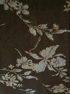 Black Crust Fabric New with Blue Leaves and Flowers for Furniture