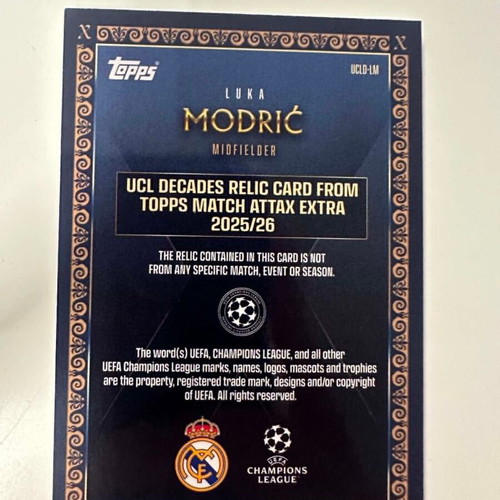 Luka Modrić UCL Decades Relic 2010–2020 Topps Match Attax Extra 2025/26 new