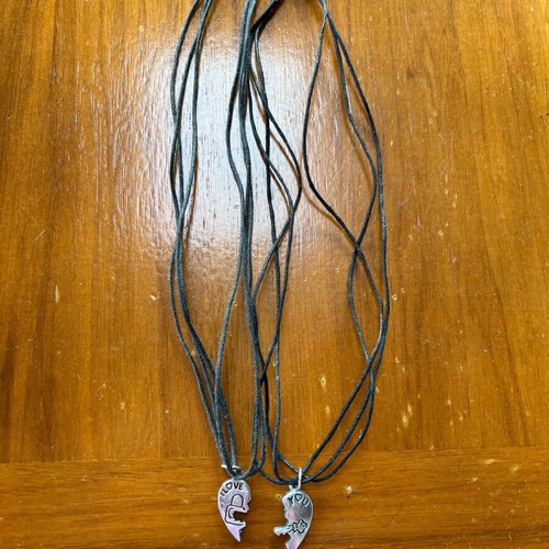 Set of 2 necklaces with split heart «I love you» like new