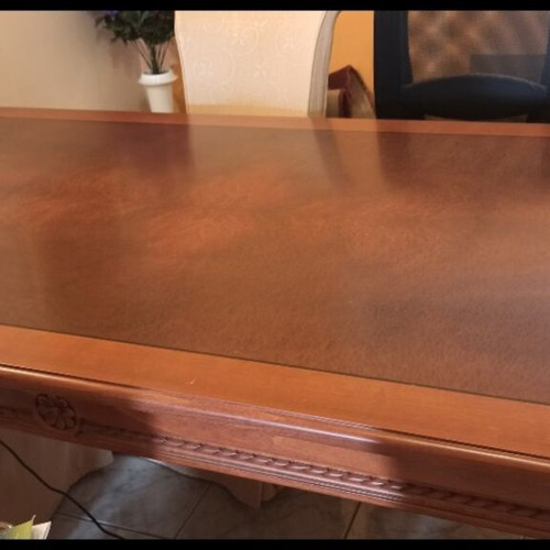 Handmade solid wood dining set with 6 chairs, like new