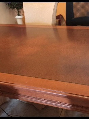 Handmade solid wood dining set with 6 chairs, like new