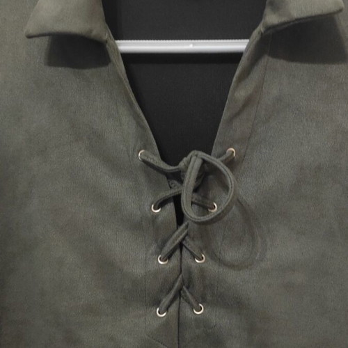 Suede dress in A-line like new, olive, XS