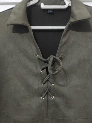 Suede dress in A-line like new, olive, XS