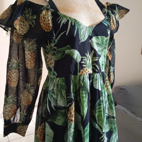 Twinset cotton dress women's size M like new, black and green