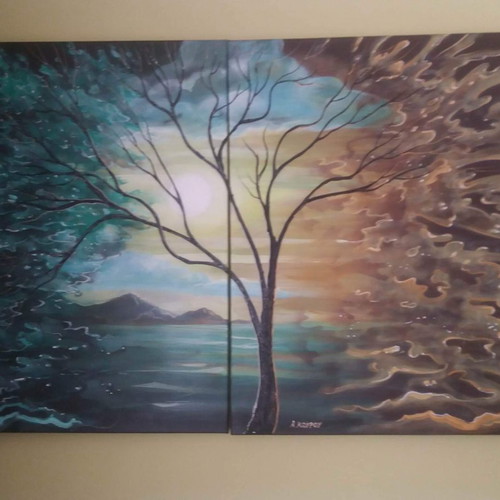 Diptych painting handmade new 100x70