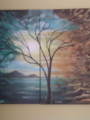 Diptych painting handmade new 100x70