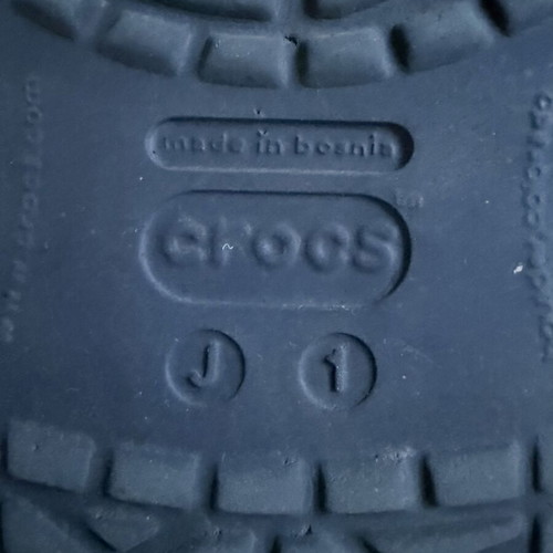 Crocs kids J1 blue–green used clogs