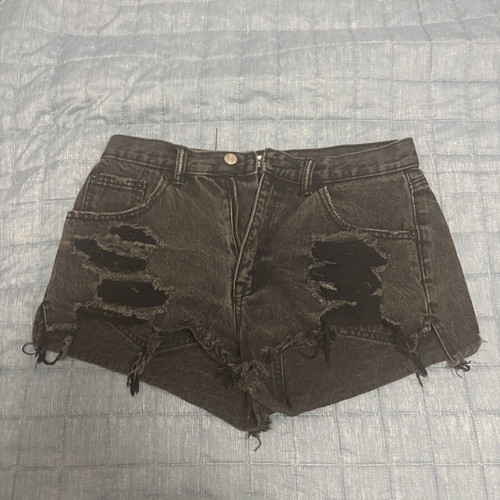 Pull&Bear women's black ripped denim shorts, size M EUR 38