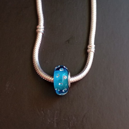 Blue Murano Pandora charm like new, silver