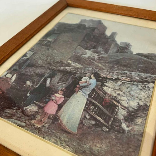 Vintage wall print by Nikolaos Xydias "T' Anafiotika" used 36x27
