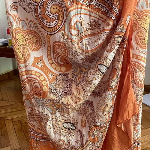 Calzedonia pareo satin fabric like new, brown and gold