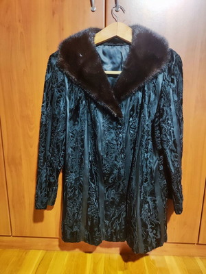 Astrakhan fur used, black, size large-xlarge