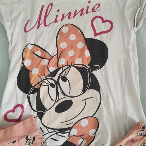Disney Minnie girls' pajamas size 9-10, white and pink