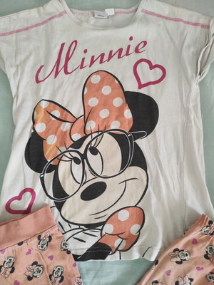 Disney Minnie girls' pajamas size 9-10, white and pink