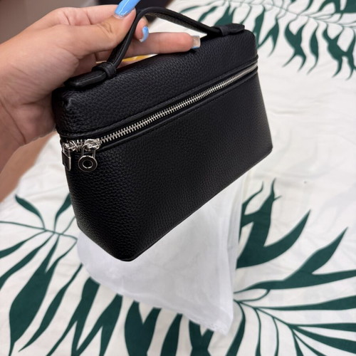 Small women's leather shoulder bag with long strap new, black
