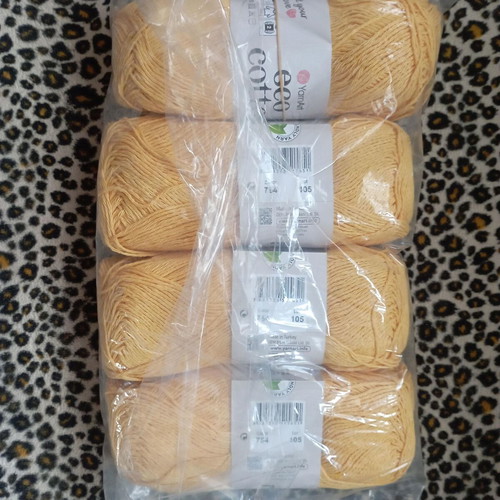 Yarnart Eco Cotton yarn yellow 764, four pieces new
