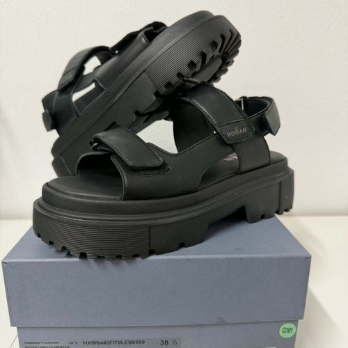 Hogan platform sandals new, black with chunky lug sole