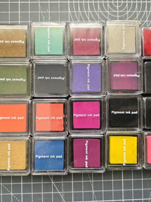Craft ink pads used, 24 pieces, 30x30 mm