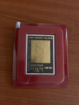 The Penny Black 22K Gold Stamp Bhutan 140 Nu 1996 new