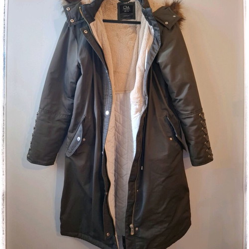Long olive Clockhouse jacket used, size small