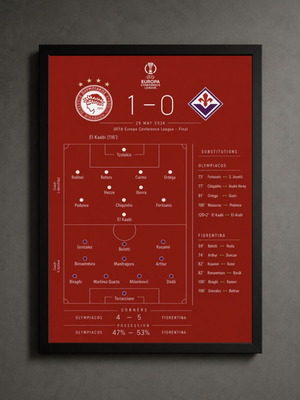 Conference League Final Olympiacos vs Fiorentina framed poster new