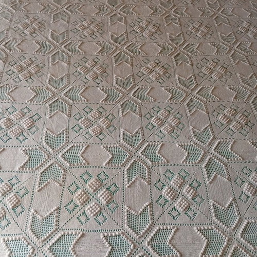 Handmade vintage crochet blanket like new, oversized double, cotton