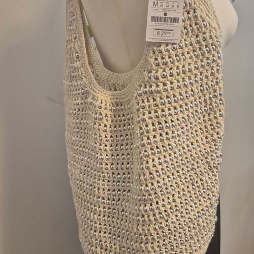Boho Stradivarius shoulder bag new, knitted with silver beads