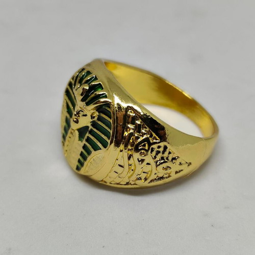 Pharaoh Ring with Enamel like new, size 12, gold color