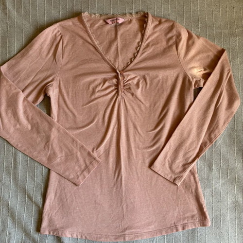 Hunkemöller Lace Trim Henley Top medium, like new, pink