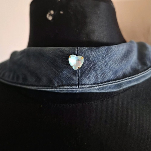 Daniele Alessandrini denim tunic-vest like new, blue with crystal hearts