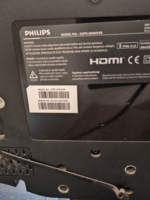 Philips 32" 32PFL3606H/58 Full HD TV used