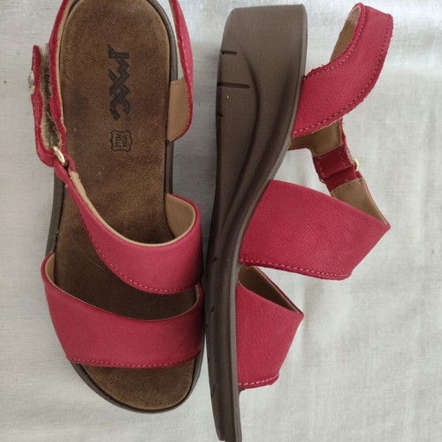 Imac Ladies Red Leather Anatomical Sandals Size 36 Like New
