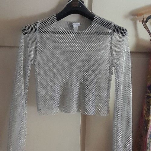 Zara iridescent mesh top, size M/L, gray