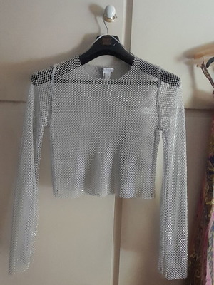 Zara iridescent mesh top, size M/L, gray