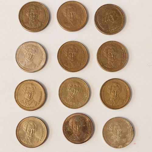 Set of 13 Greek 20 Drachma Coins Dionysios Solomos used