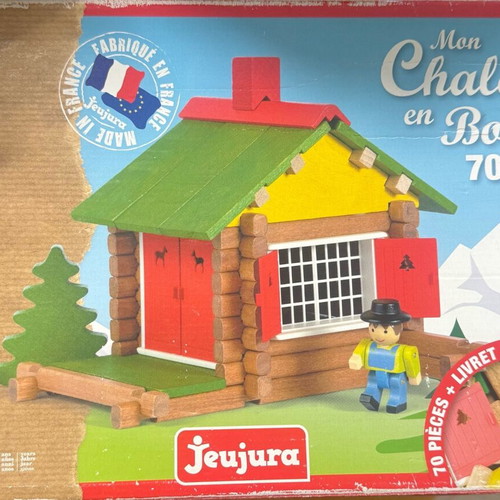 Wooden house used with 70 construction pieces