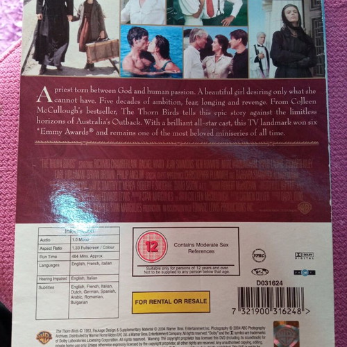 The Thorn Birds DVD like new, adventure romance, 2 discs
