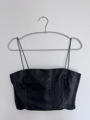 Zara crop leather style top black, like new, XS-S