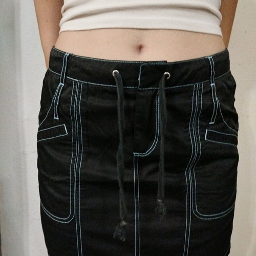 Full Circle mini skirt new, size S, black with turquoise