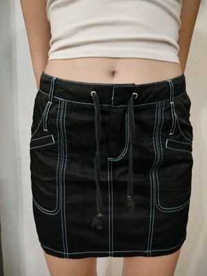 Full Circle mini skirt new, size S, black with turquoise