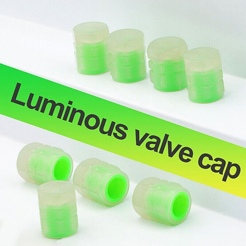 Glowing Valve Caps Green, Set of 4, New