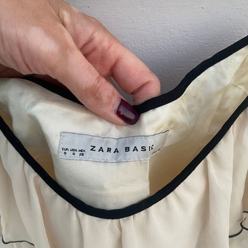 Zara blouse with ruffles used, size S, black and beige