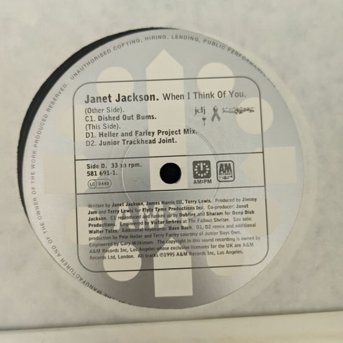 Janet Jackson When I Think Of You 12" vinyl, Deep Dish / Heller & Farley mixes