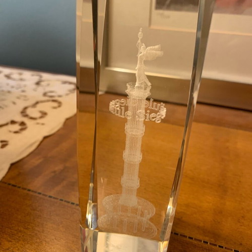 Crystal Berlin Tower decorative ornament with laser engraving, 14 cm