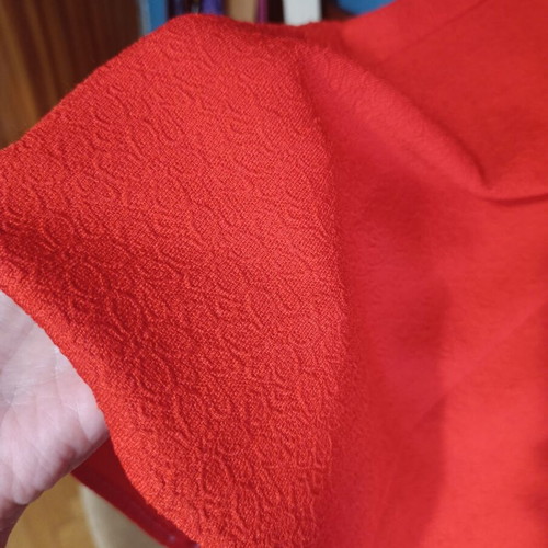 Vintage mod red dress with gold buttons like new, summer brocade fabric
